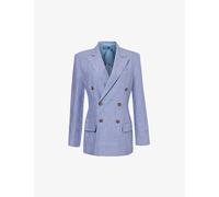Polo Ralph Lauren Womens Capri Blue Peak-lapel Double-breasted Linen Blazer 8