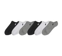POLO RALPH LAUREN Women's Classic Sport Solid Ultra Low Cut Socks-6 Pair Pack-Athletic Cotton Comfort Flat Knit, Gray Assorted, 8-10 UK