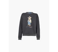 Polo Ralph Lauren Womens Pebble Black Western Bear Graphic-print Cotton-blend Sweatshirt M