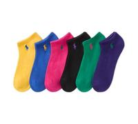 Polo Ralph Lauren Women's Performance Cotton Low Cut Socks-6 Pair Pack-Breathable Mesh & Sport Cushioning Half, Bright Assorted, 3.5-9 UK (Pack of 6)