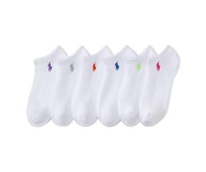 POLO RALPH LAUREN Women's Performance Cotton Low Cut Socks - 6 Pair Pack - Breathable Mesh & Sport Cushioning Low-Cut Half Cushion (pack of 6)