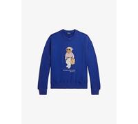 Polo Ralph Lauren Womens Polo Ralph Lauren Crewneck Bear-Motif Cotton-Jersey Sweatshirt Gala Blue L