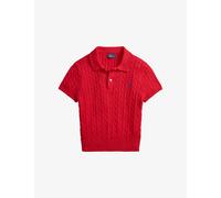 Polo Ralph Lauren Womens Polo Ralph Lauren Cropped Cable-Knit Cotton Polo Cruise Red L