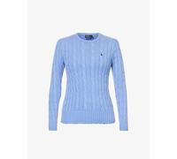 Polo Ralph Lauren Womens Polo Ralph Lauren Julianna Brand-Embroidered Cable-Knit Cotton Top New Litchfield Blue XS