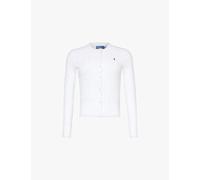 Polo Ralph Lauren Womens Polo Ralph Lauren Logo-Embroidered Cable-Knit Cotton Cardigan White XL