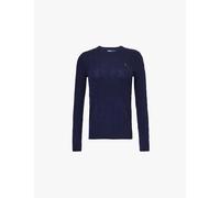 Polo Ralph Lauren Womens Polo Ralph Lauren Logo-Embroidered Cable-Knit Wool and Cashmere Jumper Hunter Navy M