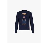 Polo Ralph Lauren Womens Polo Ralph Lauren Polo Bear-Intarsia Regular-Fit Cotton and Linen-Blend Jumper Navy Multi M