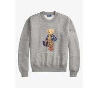 Polo Ralph Lauren Womens Polo Ralph Lauren Polo Bear Print Fleece-Back Cotton-Blend Sweatshirt Dark Vintage Heather XL