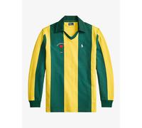 Polo Ralph Lauren Womens Polo Ralph Lauren Striped Brand-Embroidered Cotton Rugby Shirt Green Yellow XS