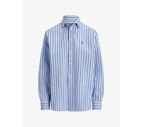 Polo Ralph Lauren Womens Polo Ralph Lauren Striped Brand-Embroidered Cotton Shirt Blue-White Mul M