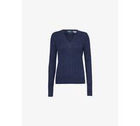 Polo Ralph Lauren Womens Polo Ralph Lauren V-Neck Logo-Embroidery Cotton-Knit Jumper Hunter Navy L