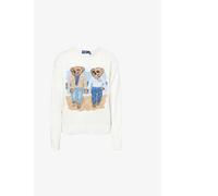 Polo Ralph Lauren Womens White Bear-intarsia Cotton-knit Jumper M