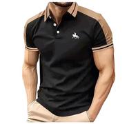 Polo Shirt for Men UK,Mens Classic Mens Shirts Short Sleeve Cotton T Large with Pockets Plus Size Summer Tops | Black
