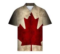 Polo Shirt Men - Retro Canada Flag Shirt For Men Beach Shirts Unisex Tropical Tops Summer Button Down Short Sleeve (Yellow S)