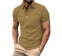 Polo Shirt Men Shortsleeves Summer Shirts 2 Button Turndown Workwear Soild Color Breathable Tshirts Regular Fit Business Blouses Lightweight Comfort Shiteshirts for Working,Daily S-3Xl Khaki