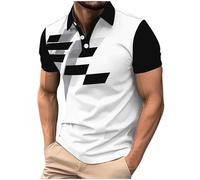 Polo Shirt Mens Casual Short Sleeve Summer Golf T Shirts for Men 3 Buttons Fashion Collared Top Color Block Comfy Tshirts Holiday Beach Tee