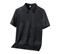 Polo Shirt Men's Golf Short Sleeve T-Shirt Men UV Protection Shirt Tennis Short Sleeve with Chest Pocket Quick Drying Breathable Sports Outdoor Men's Polo Shirt Made of Ice Silk, Black (black 1), XXL