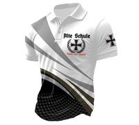 Polo Shirt,Mens Long Sleeve Polo Shirts,European And World War II German Printed Men's Casual Shirt For Everyday Wear With Loose Fit And Short Sleeves (Gold, M)