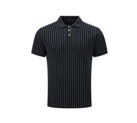 Polo Shirt Mens Short Sleeve Casual Summer Golf Tops for Men 3 Buttons Striped Sports Workout Tshirts Collared Comfy Top Holiday Beach Tee Black