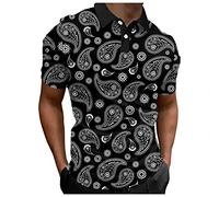 Polo Shirt Men's Short Sleeve Hawaiian Shirt Men Colourful Printed T-Shirts Outdoor Sports Summer Funky Aloha Shirt Breathable Golf Men's Polo Shirt Quick-Drying Lightweight Casual Polo Shirts,