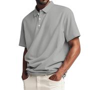 Polo Shirt Mens Short Sleeve Smart Golf Office Summer Baggy Travle Shirts Classic Moisture Wicking Leisure Tops Walking Athletic Tshirt Tennis Performance Breathable Outdoor Sportwear Tracksuit Grey