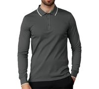 Polo Shirts for Men Adult Golf Shirts Solid Color Lightweig Casual Work Shirt with 3 Boutons Polo T-Shirts Golf Tennis Tshirts Grandad Tee Casual Tops Breathable Gym Sport T Shirt Dark Gray