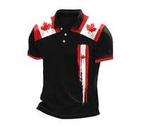 Polo Shirts For Men Adult - Maple Leaf Canada Ca Flag Shirt Collared Top Short Sleeve Casual Slim Fit Tee (Black Xxxl)