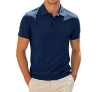 Polo Shirts for Men Adult Plus Size Short Sleeve T Shirt Mesh Ice Silk Golf Tees Button Lapel Solid Color Polo Shirt Simple Casual Tshirt Cool Feeling Quickly Dry Gym Top Business Polos Navy