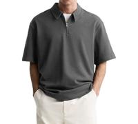 Polo Shirts for Men Adult Summer Casual Zip Short Sleeve Basic Stylish Lapel Running Shirt Solid Color Loose Fit Lightweight Breathable Comfy Daily Golf Tees Shirt Tshirt T-Shirt Grey