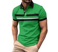 Polo Shirts for Men Color Block Shirt Summer Casual Collared Short Sleeve Golf Tops 2025 Button Up Tennis Basic Tees Camisas De Trabajo para Hombre(Green, L)