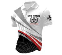 Polo Shirts For Men,Golf Polo Shirts For Men,European And World War II German Printed Men's Casual Shirt For Everyday Wear With Loose Fit And Short Sleeves (Red, M)