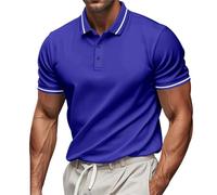 Polo Shirts for Men Golf Short Sleeve Big and Tall Dress Casual T Shirt Button-Down Polos Slim Fit Summer Collared Trendy Shirts B-Blue
