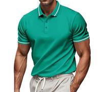 Polo Shirts for Men Golf Short Sleeve Big and Tall Dress Casual T Shirt Button-Down Polos Slim Fit Summer Collared Trendy Shirts B-Green