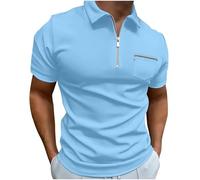 Polo Shirts for Men Mesh Gym T Shirts Short Sleeve Muscle Fit Polos Half Zip Designer Tshirts with Pocket Casual Plain Colour Sports T-Shirts Summer Training Running Tops