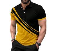 Polo Shirts for Men Oversized Short Sleeve Button Mens Polo Shirts Big and Tall Casual Business Collar Athletic Tennis Golf Shirt Men's Summer Tops XIYUUK6031311577 (Yellow, 5XL)