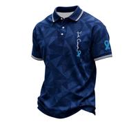 Polo Shirts for Men Short Sleeve Tops Prostate Cancer Awareness Tshirt Casual Breast Cancer Month Blue Ribbon Tees 0(Z72-Blue, XXL)