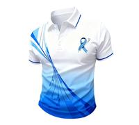 Polo Shirts for Men Short Sleeve Tops Prostate Cancer Awareness Tshirt Casual Breast Cancer Month Blue Ribbon Tees 0(Sky Blue, XL)