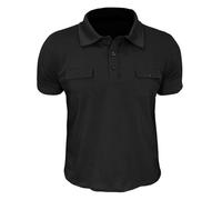 Polo Shirts for Men Short Sleeve Tops with Double Pockets Solid Color Button Down Shirt Casual Bussiness Tees Blouses 0(Black, XXL)