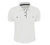 Polo Shirts for Men Short Sleeve Tops with Double Pockets Solid Color Button Down Shirt Casual Bussiness Tees Blouses 0(White, XXXL)