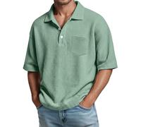 Polo Shirts for Men UK Short Sleeve Button Down Golf Shirt V Neck Comfort Breathable Loose Waffle Weave Shirt Moisture Wicking Quick Dry Summer Casual Polos Fashion Lounge T Shirts W/Pocket Plus Size