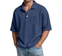 Polo Shirts for Men UK Short Sleeve Button Down Golf Shirt V Neck Comfort Breathable Loose Waffle Weave Shirt Moisture Wicking Quick Dry Summer Casual Polos Fashion Lounge T Shirts W/Pocket Plus Size