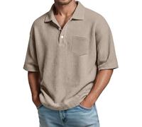 Polo Shirts for Men UK Short Sleeve Button Down Golf Shirt V Neck Comfort Breathable Loose Waffle Weave Shirt Moisture Wicking Quick Dry Summer Casual Polos Fashion Lounge T Shirts W/Pocket Plus Size