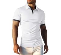 Polo Shirts for Men UK Short Sleeve Classic Golf T-Shirt Casual Sport Top Summer Breathable Wicking Quick Dry Work Tops Lightweight Turn Down Collar Shirts for Workwear, Outdoor Activities White