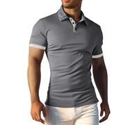Polo Shirts for Men UK Short Sleeve Classic Golf T-Shirt Casual Sport Top Summer Breathable Wicking Quick Dry Work Tops Lightweight Turn Down Collar Shirts for Workwear, Outdoor Activities Grey