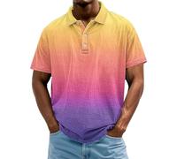 Polo Shirts for Men Washed Distressed T-Shirts Big and Tall Loose Fit T Shirt Short Sleeve Buttons Gradient Golf Tops Camiseta Tipo Polo para Hombre Tshirt Homme(Blue, XXXXL)
