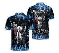 Polo Shirts Golf Blue Flame Hello Darkness My Old Friend Ive Come to Play with You Again T Shirt Comfort Tee Breathable Casual Top for Work Summer Golf XL