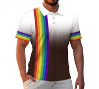 Polo Shirts Men LGBT Rainbow Print Striped Polo Shirt Men Short Sleeve Gay Pride Month Neon Color T-Shirts Sport Casual Summer Shirt Colorful T Shirt Work Tee Shirt LGBTQ Tunic Tshirt Top, 01-cafe