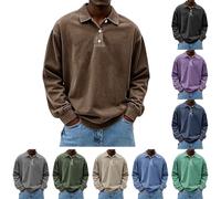 Polo Shirts Men's Long Sleeve Lightweight Long Sleeve Outdoor Casual Polo Shirt T-Shirt with Pocket Henley Shirt Long Sleeve Sweatshirt Men Without Hood Festival, purple, S