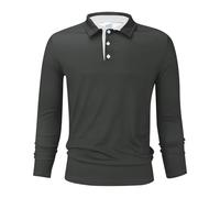 Polo Shirts Men's Long Sleeve Turn-Down Collar Simple Lightweight Breathable Polo Shirt Fashionable Business Shirt Non-Iron Stretch Golf Shirt Moisture Wicking Casual Shirt for Men, darkgray, XL