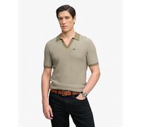 Superdry Johnny Collar Knitted Short Sleeve Polo Beige L Men